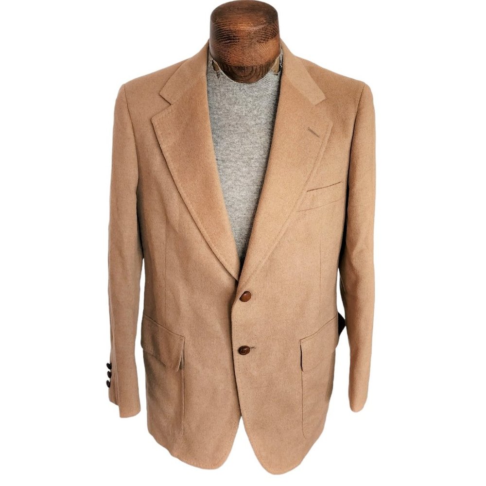 VTG HART, SCHAFFNER, & MARX Tan Camel Hair? Sport Coat Jacket Size 40 Reg? USA